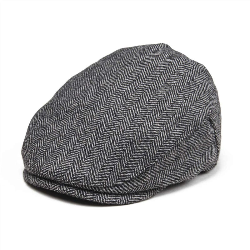 JANGOUL Kids Wool Tweed Newsboy Flat Cap Herringbone Boy Infant Toddler Child Youth Beret Hat (6-8 Years, Style1) - Image 1